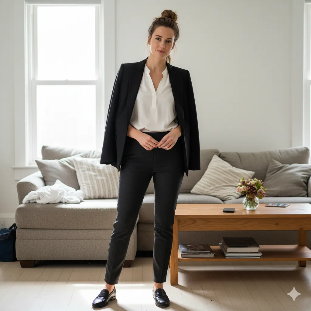 Client professional outfit after styling transformation